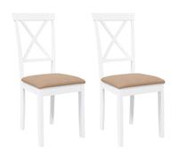 vidaXL Sillas de Comedor con Cojines 2uds Madera Maciza Blanco Caucho, Silla de Comedor, Silla de Cocina, Asiento de Comedor, Silla