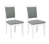 vidaXL Sillas de Comedor con Cojines 2uds Madera Maciza Blanco Caucho, Silla de Comedor, Silla de Cocina, Asiento de Comedor, Silla