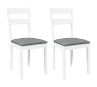 vidaXL Sillas de Comedor con Cojines 2uds Madera Maciza Blanco Caucho, Silla de Comedor, Silla de Cocina, Asiento de Comedor, Silla