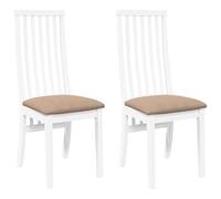 vidaXL Sillas de comedor de madera maciza de caucho con cojines blanco 2 uds