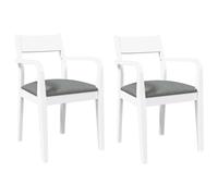 vidaXL Sillas de Comedor con Cojines 2uds Madera Maciza Blanco Caucho, Silla de Comedor, Silla de Cocina, Asiento de Comedor, Silla