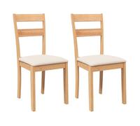 Vidaxl sillas de comedor con cojines 2uds madera maciza natural caucho