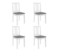 vidaXL 4X Sillas de Comedor con Cojines Madera Maciza Caucho Mobiliario Práctico Funcional Muebes Interiores Diseño Clásico Lujoso Confort Útil Blanca