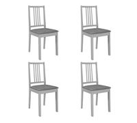 vidaXL Sillas de comedor con cojines, madera maciza de caucho, gris, 4 unidades