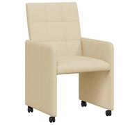 vidaXL Sillas de Comedor con Ruedas 2 pcs Crema 58 x 65 x 94 cm Tela, Silla de Comedor ergonómica, tapizada Moderna, Asiento cómodo, Ruedas funcionales, Interiores