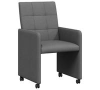 vidaXL Sillas de Comedor con Ruedas 2 pcs Gris Oscuro 58 x 65 x 94 cm, Silla de Comedor ergonómica, tapizada Moderna, Asiento cómodo, Ruedas funcionales, Interiores