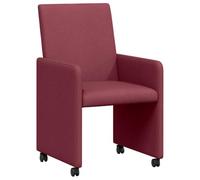 vidaXL Sillas de Comedor con Ruedas 2 pcs Rojo Vino Tinto Tela