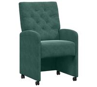vidaXL Sillas de Comedor con Ruedas 2 pcs Verde Oscuro 58 x 67 x 97 cm, Silla de Cocina Moderna y ergonómica, Terciopelo, Asientos Elegantes para Interiores, Asiento de Espuma