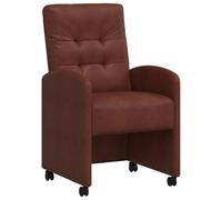 vidaXL Sillas de Comedor con Ruedas con Ruedas 2 pcs Marrón Brillante, Silla de Comedor, diseño Moderno, Cuero sintético, Estructura de Acero, Ruedas, Apoyo cómodo para Brazos
