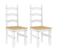 vidaXL Sillas de Comedor Corona 2 uds Madera Pino Blanco 42x47x107 cm, Silla de Cena, Silla de Cocina, Asiento de Comedor, Silla, Silla de salón