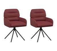 vidaXL Sillas de Comedor giratorias 2 uds. Cuero sintético Rojo Vino