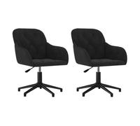 vidaXL Sillas de comedor giratorias 2 uds Terciopelo negro Respaldo