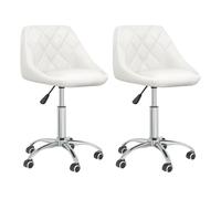 Vidaxl sillas de comedor giratorias 2 unidades cuero sintético blanco