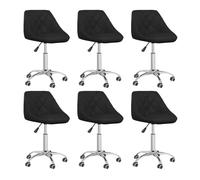 Vidaxl sillas de comedor giratorias 6 unidades cuero sintético negro