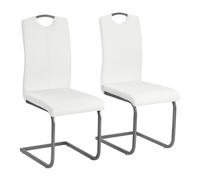 Vidaxl sillas de comedor voladizas 2 unidades cuero sintético blanco