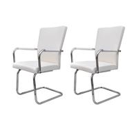 Vidaxl sillas de comedor voladizas 2 unidades cuero sintético blanco
