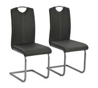Vidaxl sillas de comedor voladizas 2 unidades cuero sintético gris