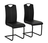 Vidaxl sillas de comedor voladizas 2 unidades cuero sintético negro