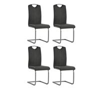 Sillas Voladizas De Comedor 4 Unidades Cuero Sintético Gris Vidaxl