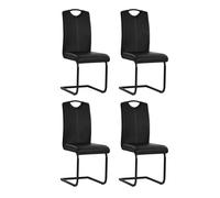 Vidaxl sillas de comedor voladizas 4 unidades cuero sintético negro