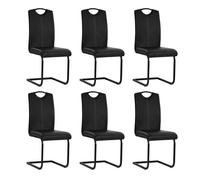 Vidaxl sillas de comedor voladizas 6 unidades cuero sintético negro