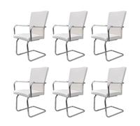Vidaxl sillas de comedor voladizas 6 unidades de tela blanca