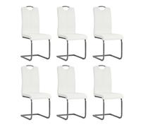 Vidaxl sillas de comedor voladizas 6 unidades de tela blanca