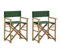 vidaXL Sillas de Director Plegables 2 Piezas Asiento Camping Muebles Mobiliarior Patio Terraza Balcón Jardín Decoración Bambú y Tela Verde