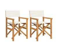 Sillas de director plegables 2 uds madera maciza teca crema