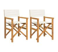 vidaXL Sillas de Director Plegables 2 uds Madera Maciza Teca Crema, Silla Plegable, sillón de Director, Silla de Director de Madera de Teca