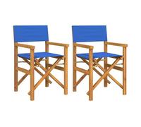 Vidaxl sillas de director plegables 2 unidades madera maciza teca azul