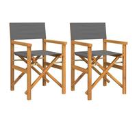Sillas de director plegables 2 unidades madera maciza teca gris