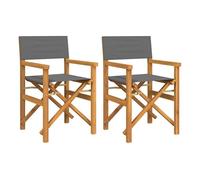 Vidaxl sillas de director plegables 2 unidades madera maciza teca gris
