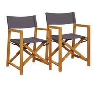vidaXL Sillas de Director Plegables 2 Unidades Tela Gris Oscuro, Silla Plegable, sillón de Director, Silla de Director de Madera Maciza de Acacia