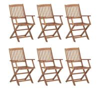 vidaXL Sillas de exterior plegables 6 uds madera maciza de acacia