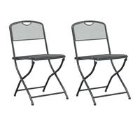 vidaXL Sillas de jardín 2 pcs Antracita 52,5x46x82 cm Hierro, Silla Moderna para Exteriores, Plegable, Asiento Duradero para jardín, Muebles compactos para terraza