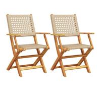 Vidaxl sillas de jardín 2 uds madera maciza de acacia ratán pe beige