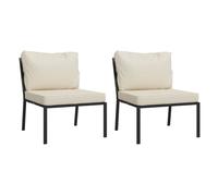 Vidaxl sillas de jardín 2 uds acero con cojines color arena 60x74x79cm