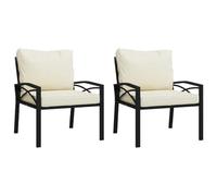 vidaXL Sillas de jardín 2 uds Acero con Cojines Color Arena 68x76x79cm