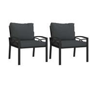 Vidaxl sillas de jardín 2 uds acero con cojines gris 68x76x79 cm