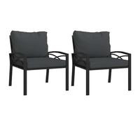 vidaXL Sillas de jardín 2 uds Acero con Cojines Gris 68x76x79 cm, Silla de Exterior, Silla de Patio, Silla de balcón, Silla de terraza