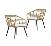 Vidaxl sillas de jardín 2 uds con cojines ratán sintético color roble