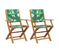 Vidaxl sillas de jardín 2 uds madera acacia y tela estampado de hojas