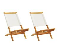 vidaXL Sillas de jardín 2 uds Madera Maciza Acacia y Tela Crema Blanco, Asiento de jardín, Asientos al Aire Libre, Silla de Exterior