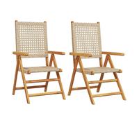 Vidaxl sillas de jardín 2 uds madera maciza de acacia ratán pe beige