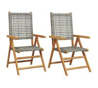 vidaXL Sillas de jardín 2 uds Madera Maciza de Acacia ratán PE Gris, Asiento de jardín, Asientos al Aire Libre, Silla Plegable, Asientos de jardín