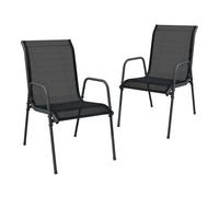 Vidaxl sillas de jardín 2 unidades acero y textilene negro