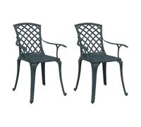 Vidaxl sillas de jardín 2 unidades aluminio fundido verde