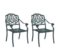 Vidaxl sillas de jardín 2 unidades aluminio fundido verde