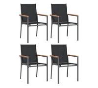 Vidaxl sillas de jardín 4 uds textilene y acero negro 55x61,5x90 cm